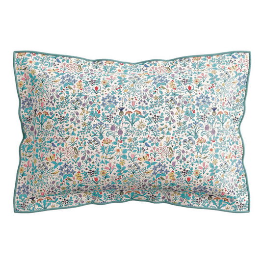 V&A Wildflower Walk Oxford Pillowcase Aqua
