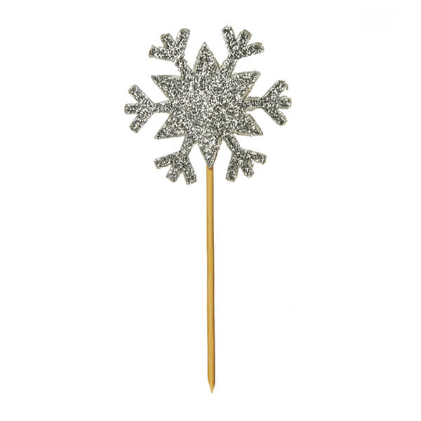 Anniversary House Glitter Snowflake Cupcake Toppers Silver