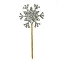 Anniversary House Glitter Snowflake Cupcake Toppers Silver