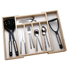 Rubber Wood Expanding Cutlery Tray