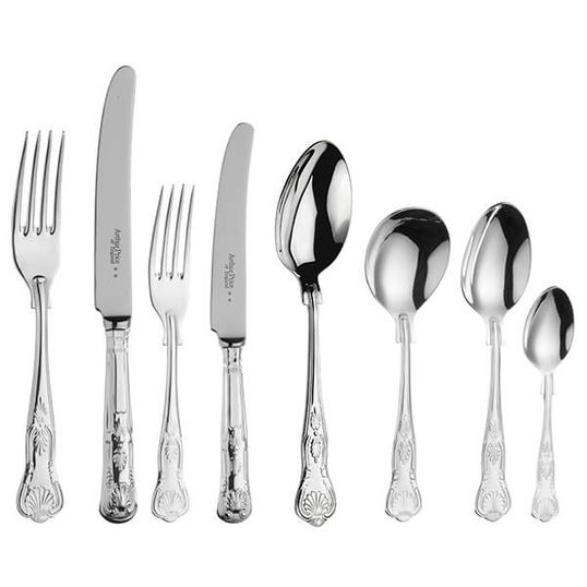 Arthur Price of England Sovereign Silver Plate Kings 44 Piece Cutlery Box Set