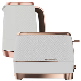 Beko Off White & Rose Gold Cosmopolis 1.7L Kettle And 2 Slice Toaster Set