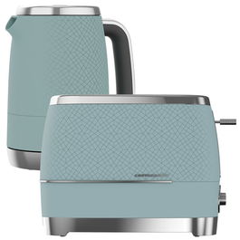 Beko Duck Egg Blue & Chrome Cosmopolis 1.7L Kettle And 2 Slice Toaster Set