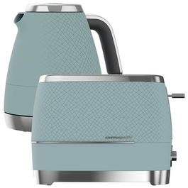 Beko Duck Egg Blue & Chrome Cosmopolis Dome Kettle & 2 Slice Toaster Set