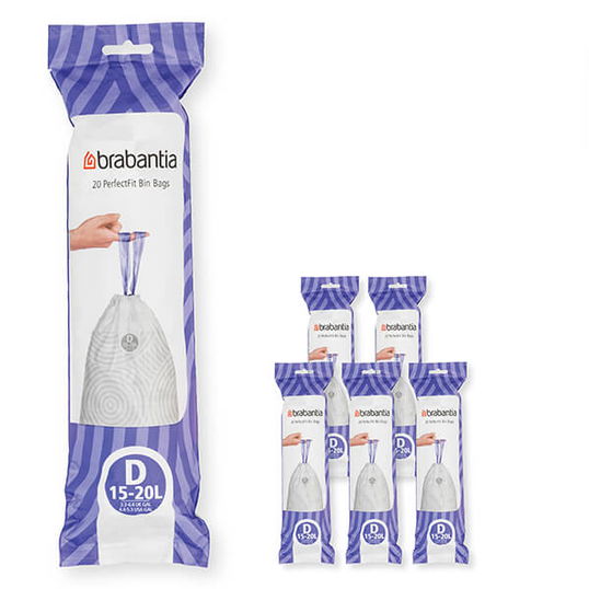 Brabantia PerfectFit Bags D 15-20 litre Multipack of 120 bags 6x20