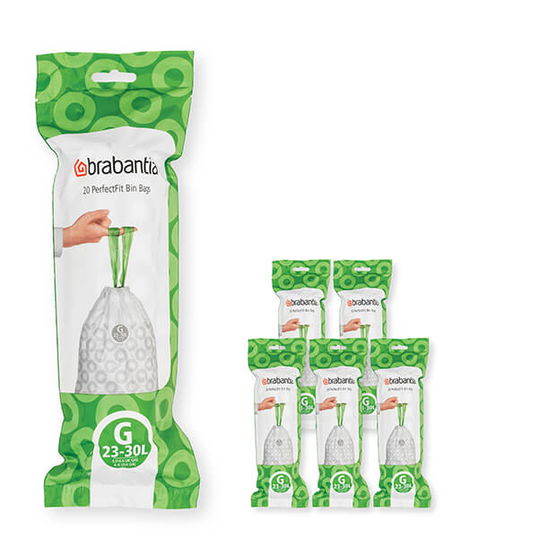 Brabantia PerfectFit Bags G 23-30 litre Multipack of 120 bags 6x20