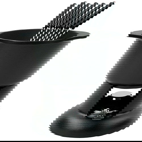 Chasseur Cast Iron Matt Black Fondue Set
