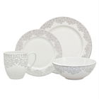 Denby Monsoon Filigree Silver 16 Piece Tableware Set