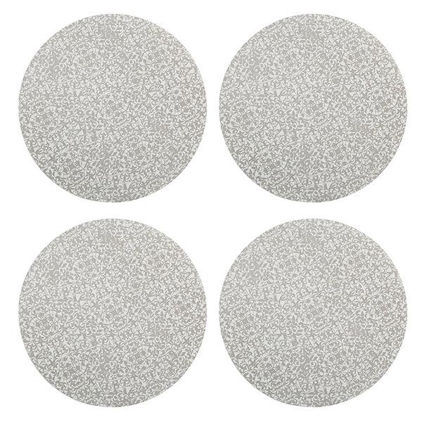 Denby Monsoon Filigree Silver Set Of 4 Round Placemats