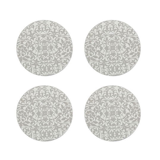 Denby Monsoon Filigree Silver Set Of 4 Round Coaster