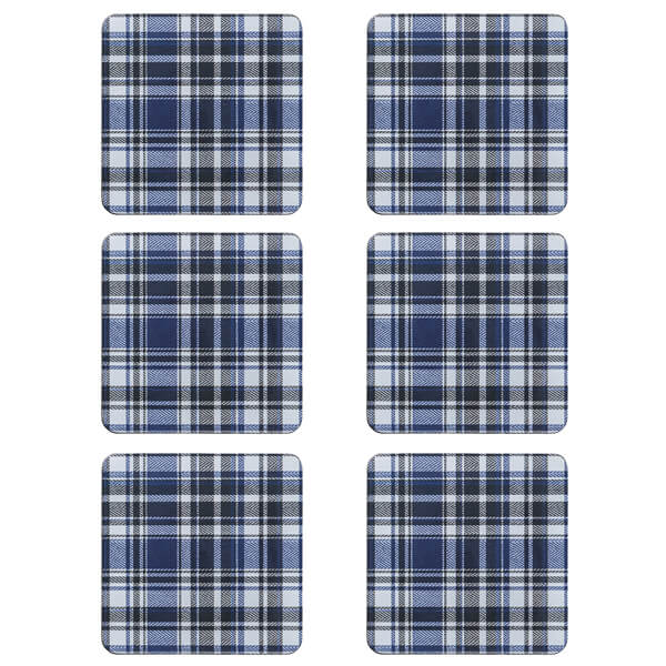 Denby Elements Checks Blue/Black 6 Piece Coasters