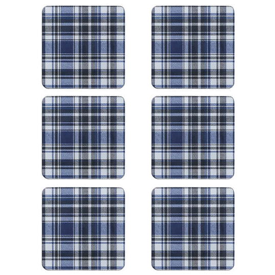 Denby Elements Checks Blue/Black 6 Piece Coasters