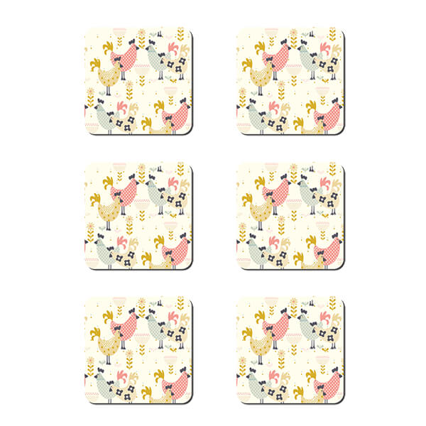 Denby Set Of 6 Hens Coasters