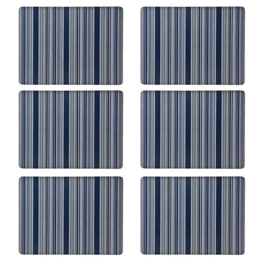 Denby Set Of 6 Black Stripe Cork Backed Placemats