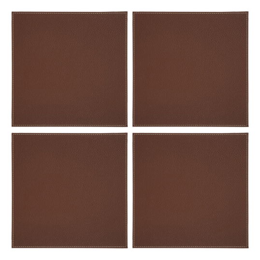 Denby Set Of 4 Brown Faux Leather Placemats