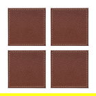 Denby Set Of 4 Brown Faux Leather Coasters