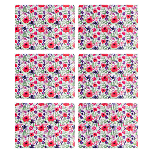 Denby Set Of 6 Watercolour Floral Placemats