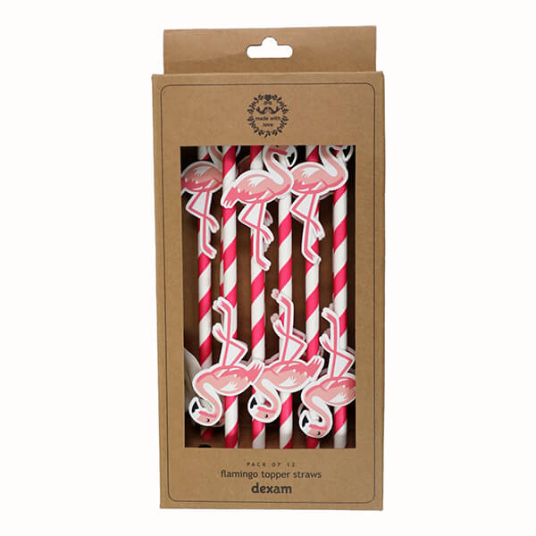 Dexam Summer Garden Pack Of 12 Flamingo Topper Straws