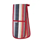 Dexam Recycled Cotton Striped Double Oven Gloves Red