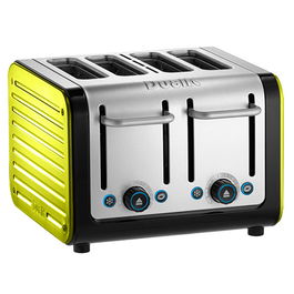 Dualit Architect 4 Slot Black Body With Citrus Yellow Panel Toaster