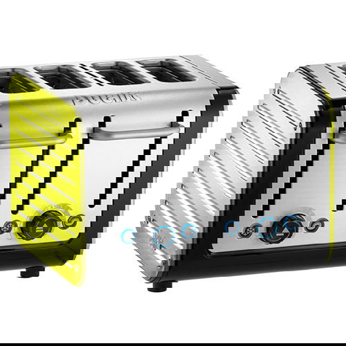 Dualit Architect 4 Slot Black Body With Citrus Yellow Panel Toaster