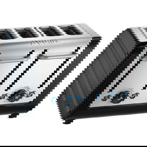 Dualit Architect 4 Slot Black Body With Metallic Charcoal Panel Toaster