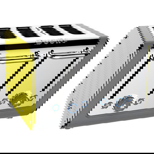 Dualit Architect 4 Slot Grey Body With Citrus Yellow Panel Toaster