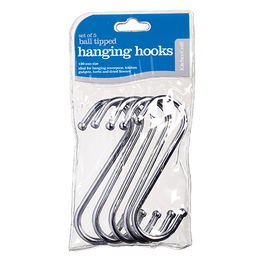 KitchenCraft Pack of Five 13cm Chrome Plated 'S' Hooks