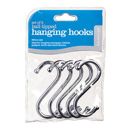 KitchenCraft Pack of Five 8cm Chrome Plated 'S' Hooks