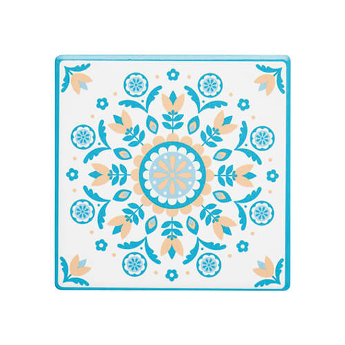 KitchenCraft Moroccan Inspired Green Floral Cork Back Ceramic Coaster