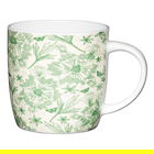 KitchenCraft China 425ml Barrel Shaped Mug, Botanical Leaf