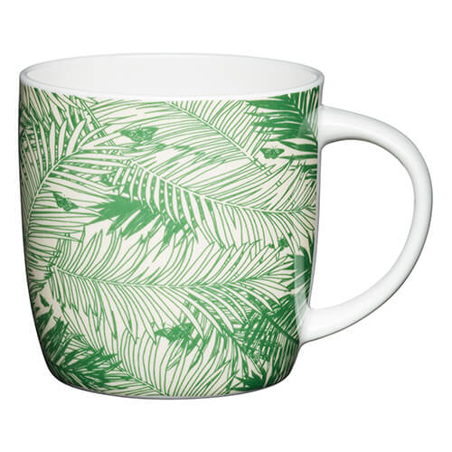 KitchenCraft China 425ml Barrel Shaped Mug, Palms