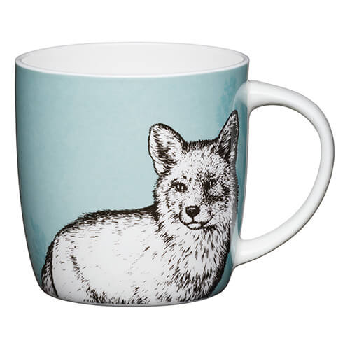 KitchenCraft China 425ml Barrel Shaped Mug, Fox
