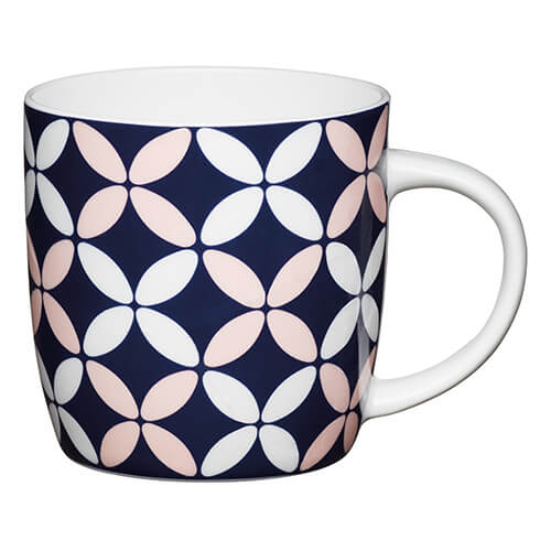 KitchenCraft China 425ml Barrel Shaped Mug, Petals