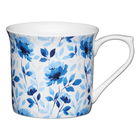 KitchenCraft China 300ml Fluted Mug, Blue Rose