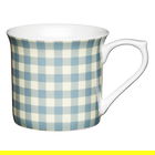 KitchenCraft China 300ml Fluted Mug, Blue Gingham