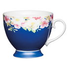 KitchenCraft China 400ml Footed Mug, Blue Border
