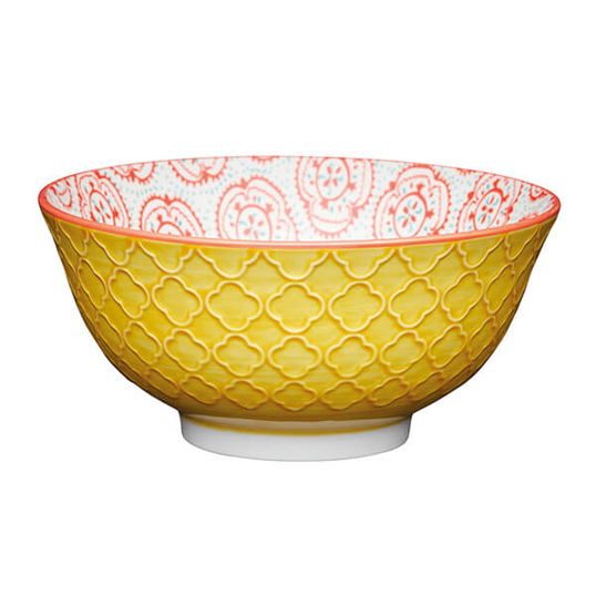 KitchenCraft Bright Yellow Floral 15.7cm Ceramic Bowl