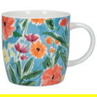 KitchenCraft China 425ml Barrel Shaped Mug, Abstract Flowers