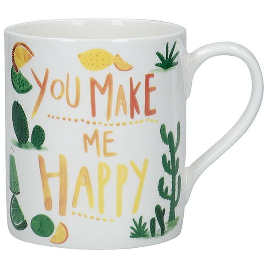 KitchenCraft Fine Bone China 330ml Can Mug, `You Make Me Happy`