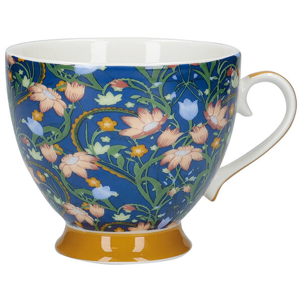 KitchenCraft China 400ml Footed Mug, Dusk Floral