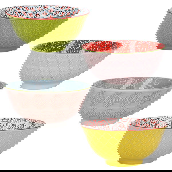 KitchenCraft Brights Glazed Stoneware Bowl Set of 4