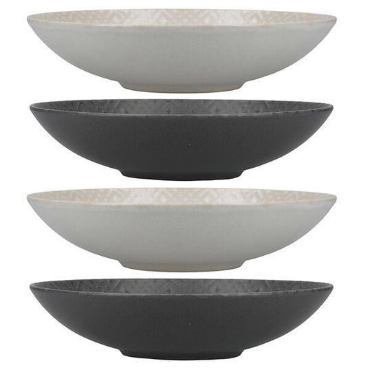 KitchenCraft Grey Embossed 22cm Stoneware Coupe Bowl Set of 4