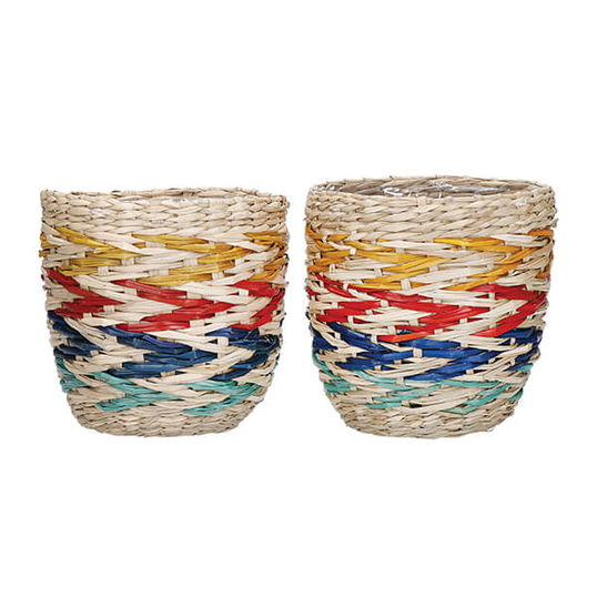 KitchenCraft Woven Seagrass Rainbow Planters Set of 2