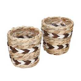 KitchenCraft Woven Water Hyacinth Chevron Planters Set of 2