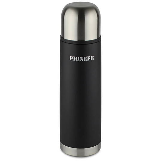 Pioneer 1L Black & Stainless Steel Flask