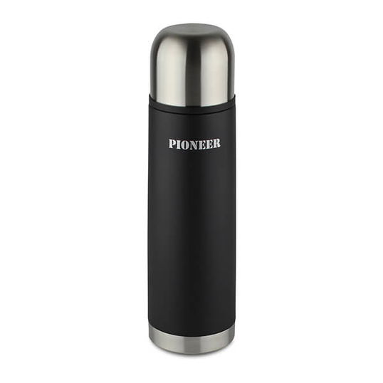Pioneer 350ml Black & Stainless Steel Flask