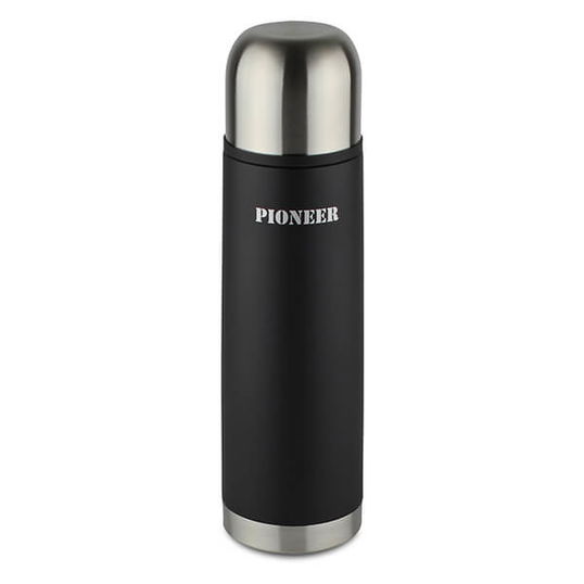 Pioneer 500ml Black & Stainless Steel Flask