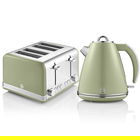 Swan Retro Green Kettle and 4 Slice Toaster Set