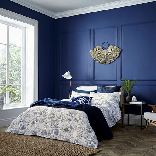 Ted Baker Linear Floral Duvet Cover Double Blue